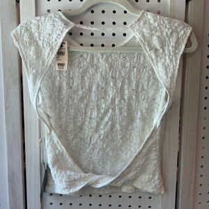 NWT White Lace Open-Back Top